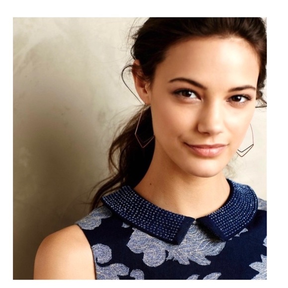 Anthropologie by Let me be Floral Patchwork Rain Garden Shift Dress Indigo Blue - Picture 3 of 11